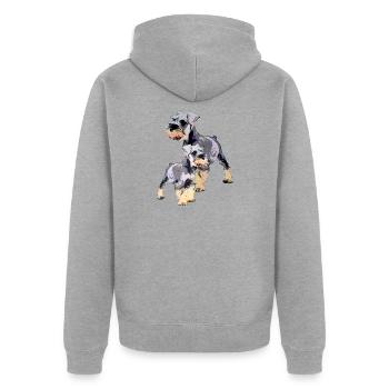 Miniature Schnauzer duo - Unisex Premium Organic Zip Hoodie - heather grey - Back - Nico (187cm)