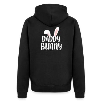 Daddy Bunny Hase Papa Vater Ohren Geschenk Ostern - Unisex Premium Bio Zip Hoodie - Schwarz - Hinten - Nico (187cm)