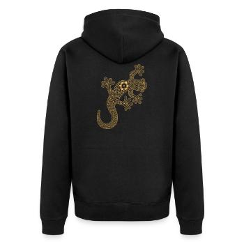Cadeau psychédélique de mode luxe Gecko amphibien - Veste à capuche bio Premium Unisexe - noir - Dos - Nico (187cm)