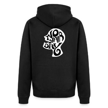 No hair day schwarz weiss Typo - Unisex Premium Bio Zip Hoodie - Schwarz - Hinten - Nico (187cm)