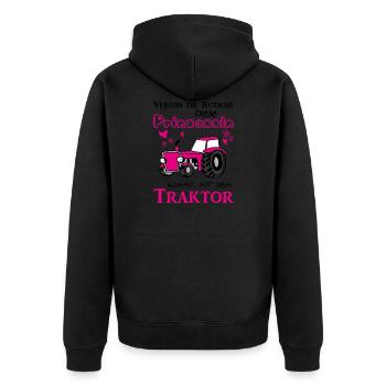 Vergiss die Kutsche Prinzessin kommt mit Traktor - Unisex Premium Bio Zip Hoodie - Schwarz - Hinten - Nico (187cm)