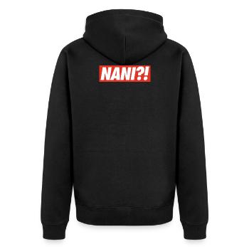 NANI?! - Unisex Premium Bio Zip Hoodie - Schwarz - Hinten - Nico (187cm)