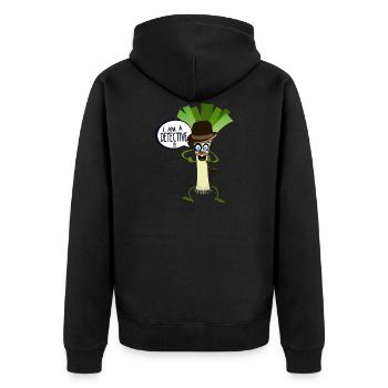 Zitat Humor Lauch Detektiv Pfeife hat mich - Unisex Premium Bio Zip Hoodie - Schwarz - Hinten - Nico (187cm)