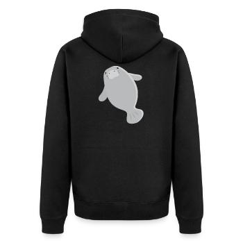 Lamantin gris simple super mignon - Veste à capuche bio Premium Unisexe - noir - Dos - Nico (187cm)