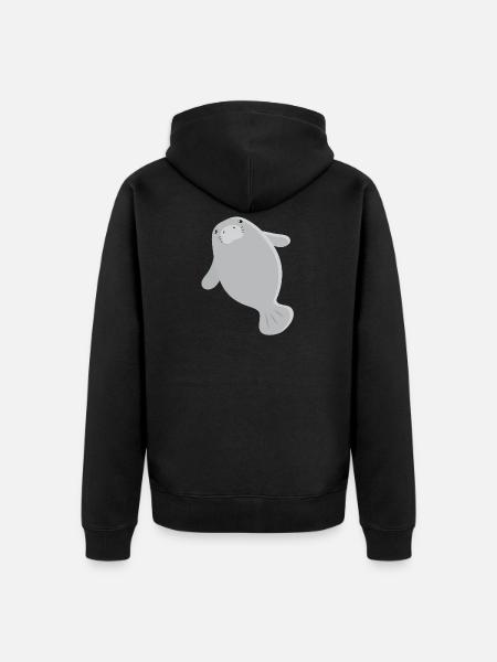 Super cute single grey manatee - Unisex Premium Organic Zip Hoodie - black