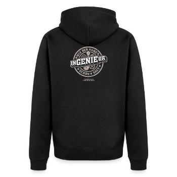 Ingenieur lustiger Spruch Genie - Unisex Premium Bio Zip Hoodie - Schwarz - Hinten - Nico (187cm)