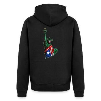 Proud To Be Puerto Rican American - Statue Of - Veste à capuche bio Premium Unisexe - noir - Dos - Nico (187cm)