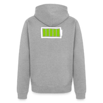 battery - Unisex Premium Organic Zip Hoodie - heather grey - Back - Nico (187cm)