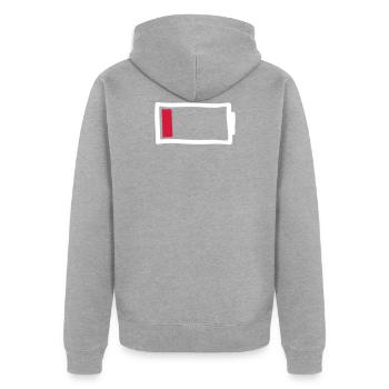 battery - Unisex Premium Organic Zip Hoodie - heather grey - Back - Nico (187cm)