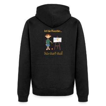 Künstler - Unisex Premium Bio Zip Hoodie - Schwarz - Hinten - Nico (187cm)