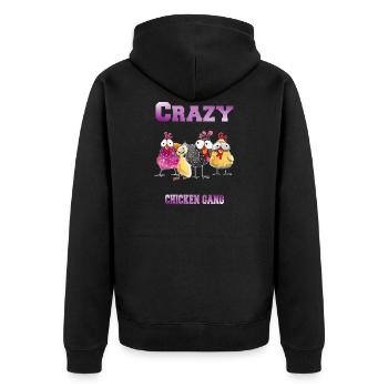 Crazy Chicken Gang - Unisex Premium Organic Zip Hoodie - black - Back - Nico (187cm)