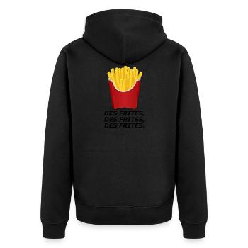 French fries, french fries, french fries. - Unisex Premium Organic Zip Hoodie - black - Back - Nico (187cm)