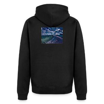 Midnight - Unisex Premium Bio Zip Hoodie - Schwarz - Hinten - Nico (187cm)