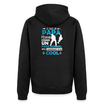 Papa Pêcheur / Cadeau Pêche / Fête des Pères - Veste à capuche bio Premium Unisexe - noir - Dos - Nico (187cm)