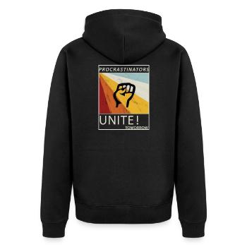 Procrastinators Unite Tomorrow Faul sein Geschenk - Unisex Premium Bio Zip Hoodie - Schwarz - Hinten - Nico (187cm)