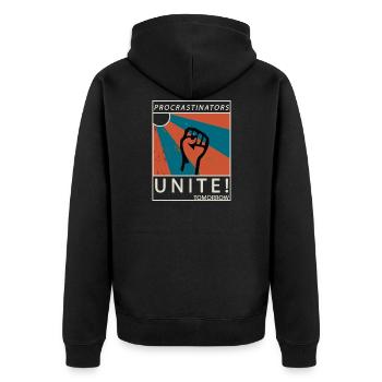 Procrastinators Unite Tomorrow Faul sein Geschenk - Unisex Premium Bio Zip Hoodie - Schwarz - Hinten - Nico (187cm)