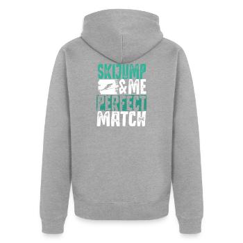 Ski jumping - Unisex Premium Organic Zip Hoodie - heather grey - Back - Nico (187cm)