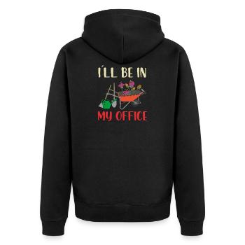 Ich bin in mein Büro Garten Gartenarbeit - Unisex Premium Bio Zip Hoodie - Schwarz - Hinten - Nico (187cm)