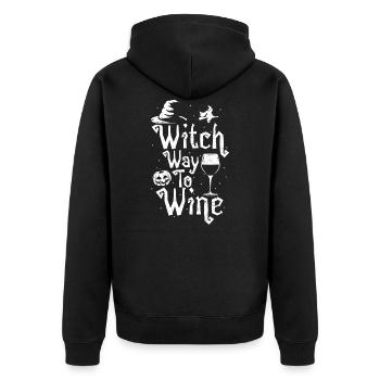 Witch Way To Wine - Wine - Unisex Premium Organic Zip Hoodie - black - Back - Nico (187cm)