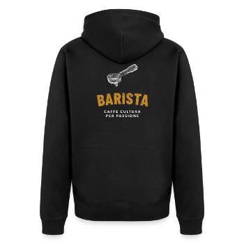 Espresso Barista - Unisex Premium Bio Zip Hoodie - Schwarz - Hinten - Nico (187cm)