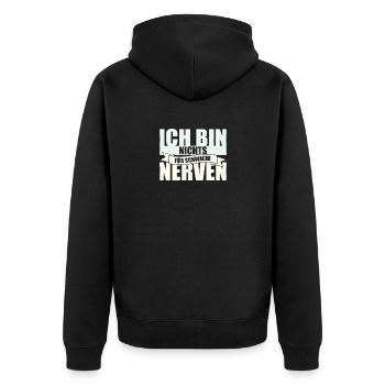 Ich Bin Nichts Für Schwache Nerven. - Unisex Premium Bio Zip Hoodie - Schwarz - Hinten - Nico (187cm)