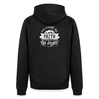 Walk by Faith - Unisex Premium Bio Zip Hoodie - Schwarz - Hinten - Nico (187cm)