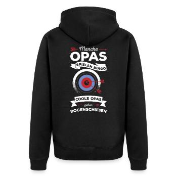 Bogenschützen Pfeil & Bogen Geschenk - Unisex Premium Bio Zip Hoodie - Schwarz - Hinten - Nico (187cm)