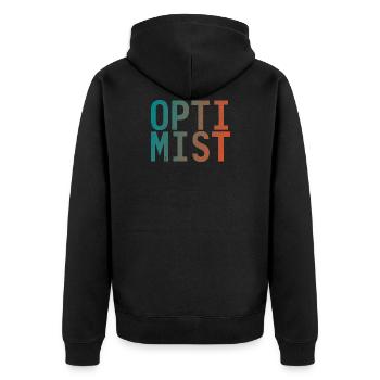 Ich bin Optimist! - Unisex Premium Bio Zip Hoodie - Schwarz - Hinten - Nico (187cm)