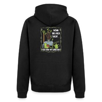 Ich bin im Garten | Gartensaison | mein Garten - Unisex Premium Bio Zip Hoodie - Schwarz - Hinten - Nico (187cm)