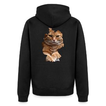 Katze, Katzen - Unisex Premium Bio Zip Hoodie - Schwarz - Hinten - Nico (187cm)