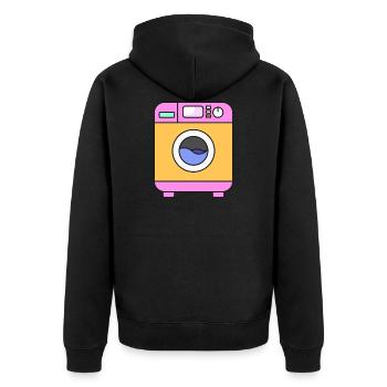 Waschmaschine Wäsche waschen Haushalt - Unisex Premium Bio Zip Hoodie - Schwarz - Hinten - Nico (187cm)