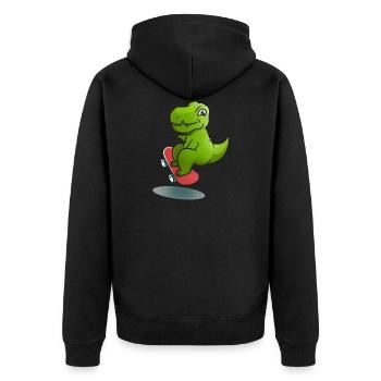 Dino Rollschuh - Unisex Premium Bio Zip Hoodie - Schwarz - Hinten - Nico (187cm)