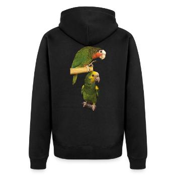 Amazonas-Papageien - Unisex Premium Bio Zip Hoodie - Schwarz - Hinten - Nico (187cm)