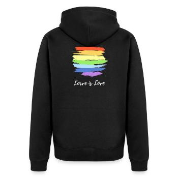 LGBT Gay Shirt Rainbow Lesbian Pride Shirts - Unisex Premium Organic Zip Hoodie - black - Back - Nico (187cm)