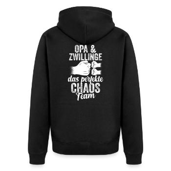 Opa Und Zwillinge Großvater - Unisex Premium Bio Zip Hoodie - Schwarz - Hinten - Nico (187cm)