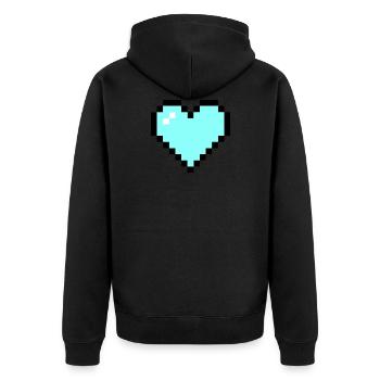 Süßes Pixel Art Herz Heart Love Liebe türkis - Unisex Premium Bio Zip Hoodie - Schwarz - Hinten - Nico (187cm)