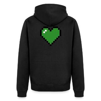 Süßes Pixel Art Herz Heart Love grün - Unisex Premium Bio Zip Hoodie - Schwarz - Hinten - Nico (187cm)