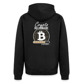 Crypto Millionaire Loading Blockchain Bitcoin BTC - Unisex Premium Bio Zip Hoodie - Schwarz - Hinten - Nico (187cm)