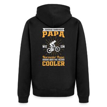 Fahrrad Papa | Lustiges Vater Vatertag Geschenk - Unisex Premium Bio Zip Hoodie - Schwarz - Hinten - Nico (187cm)