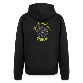 Notenmandala weiß,Mandala,Notenschlüssel,Musik - Unisex Premium Bio Zip Hoodie - Schwarz - Hinten - Nico (187cm)