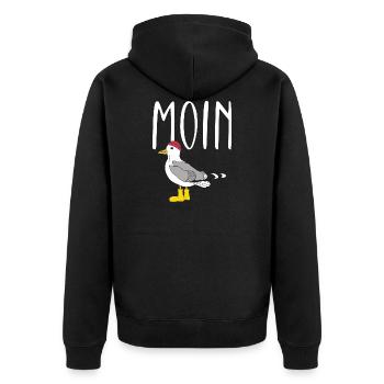 Moin Möwe Vogel See Meer - Unisex Premium Bio Zip Hoodie - Schwarz - Hinten - Nico (187cm)