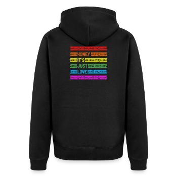 LGBT Kleidung Pride Shirt, gay pride lgbtq shirt - Unisex Premium Bio Zip Hoodie - Schwarz - Hinten - Nico (187cm)