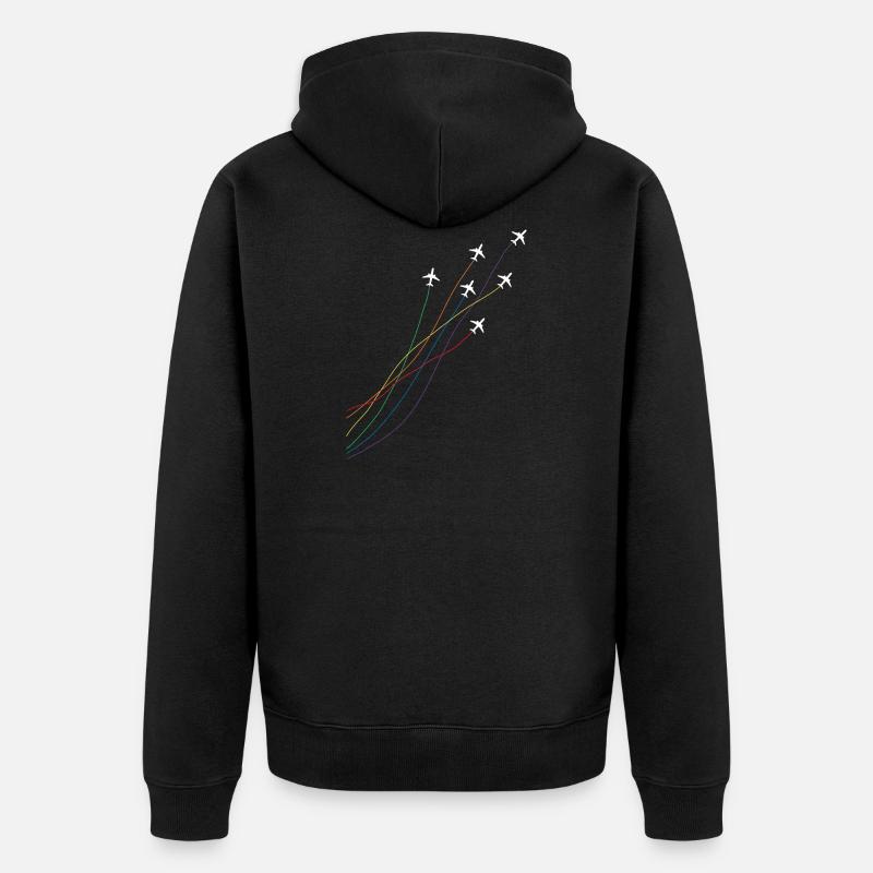 Arc-en-ciel Avions pilotes - Veste à capuche bio Premium Unisexe - noir