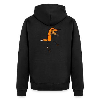 Fox and violin - Unisex Premium Organic Zip Hoodie - black - Back - Nico (187cm)