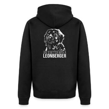LEONBERGER Life is better dogs saying Wilsigns - Unisex Premium Organic Zip Hoodie - black - Back - Nico (187cm)