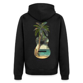 Gitarrengeschenk Gitarrist Musiker Palm trees - Unisex Premium Bio Zip Hoodie - Schwarz - Hinten - Nico (187cm)