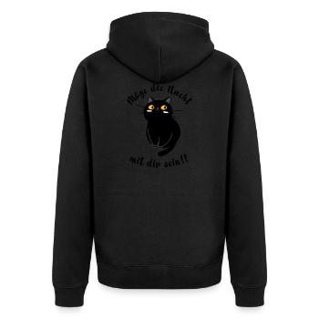 Katze, Katzen Kater Spruch witzig - Unisex Premium Bio Zip Hoodie - Schwarz - Hinten - Nico (187cm)