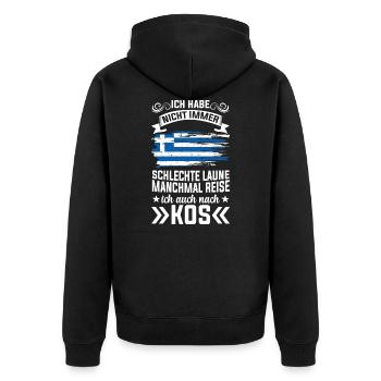 Kos Griechenland - Unisex Premium Bio Zip Hoodie - Schwarz - Hinten - Nico (187cm)
