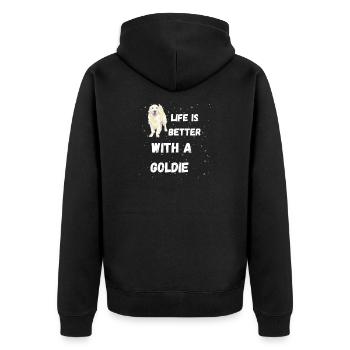 Life is better with a Golden Retriever - Unisex Premium Organic Zip Hoodie - black - Back - Nico (187cm)