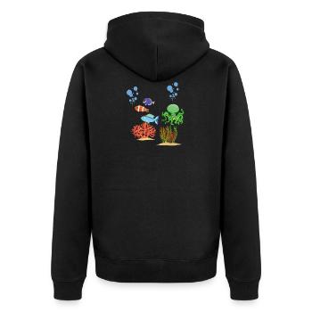 Sea creatures Corals Underwater world Octopus - Unisex Premium Organic Zip Hoodie - black - Back - Nico (187cm)